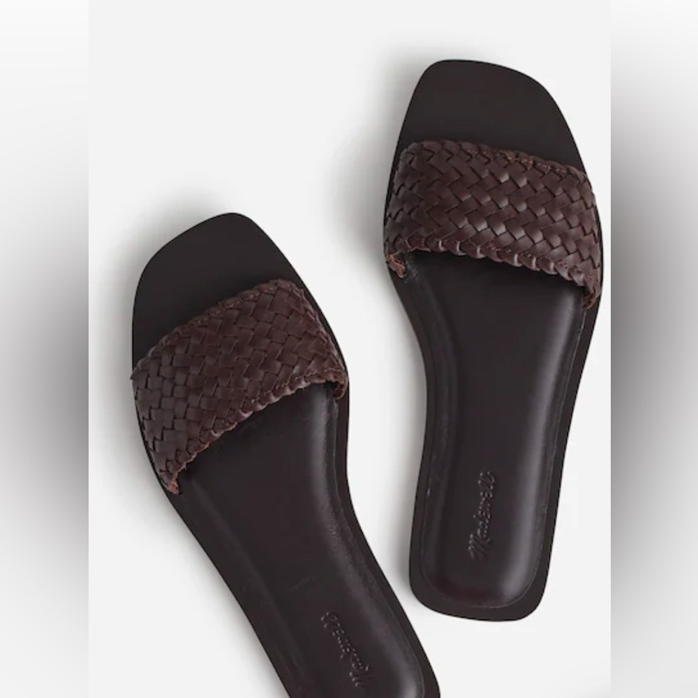 Madewell Dark Brown Cora Woven Slide Sandals